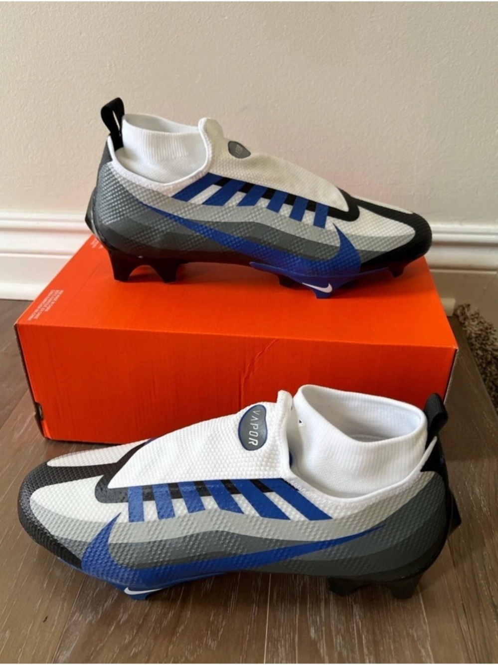Nike Vapor Edge Pro 360 Football Cleats White Game Royal Blue Mens Size